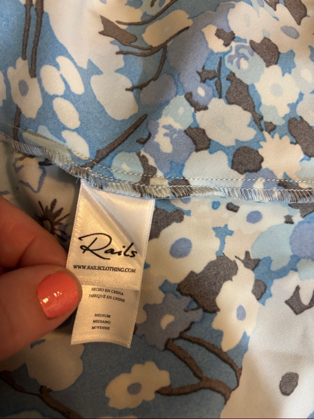 Rails Blue Floral Midi Dress with Black Accents medium - Picture 4 of 5